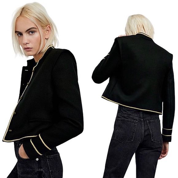 ZARA | Cropped Jacket With Gold Details - Picture 2 of 9
